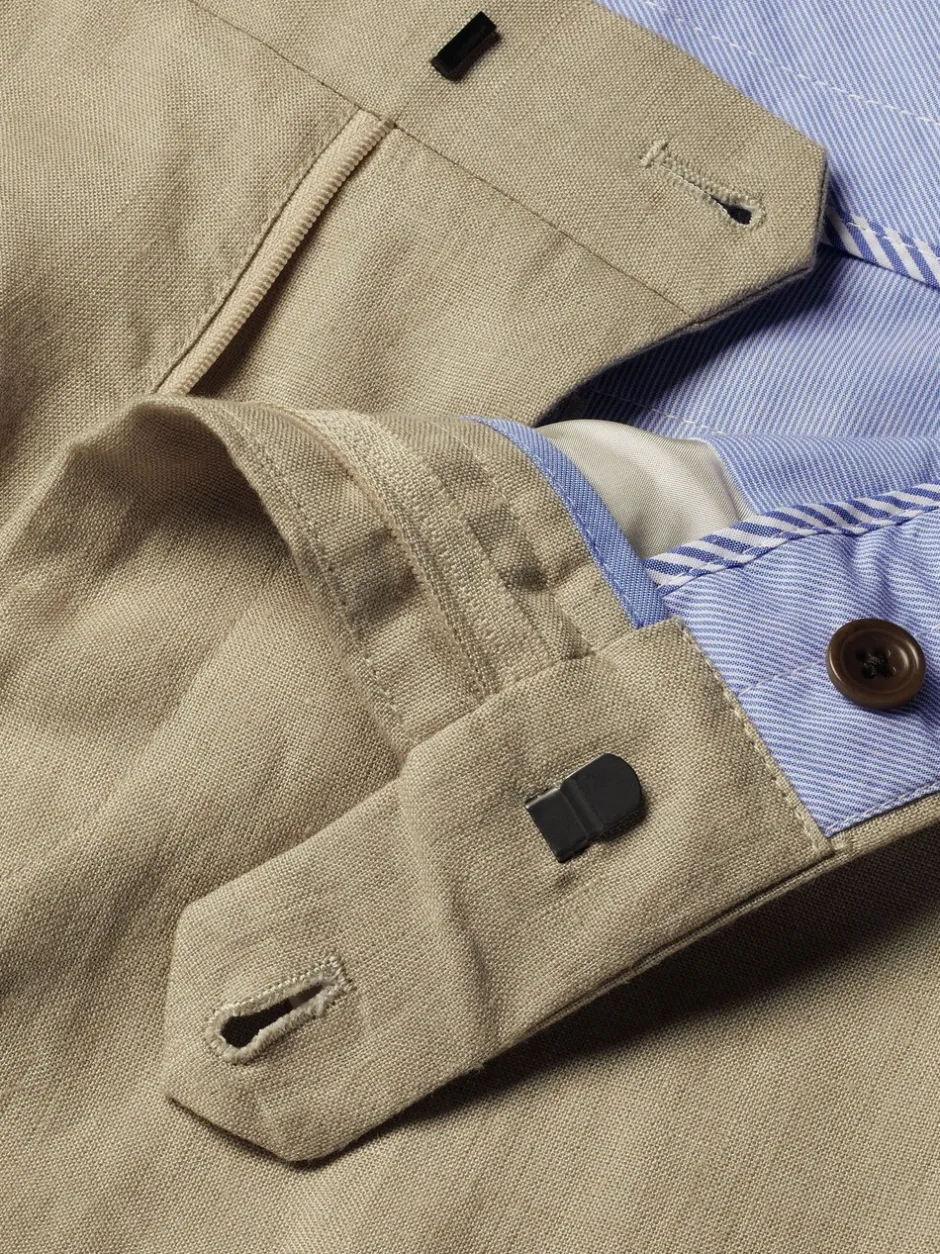 Formele Broek|Charles Tyrwhitt - slim fit 100% linnen broek Natuurlijk