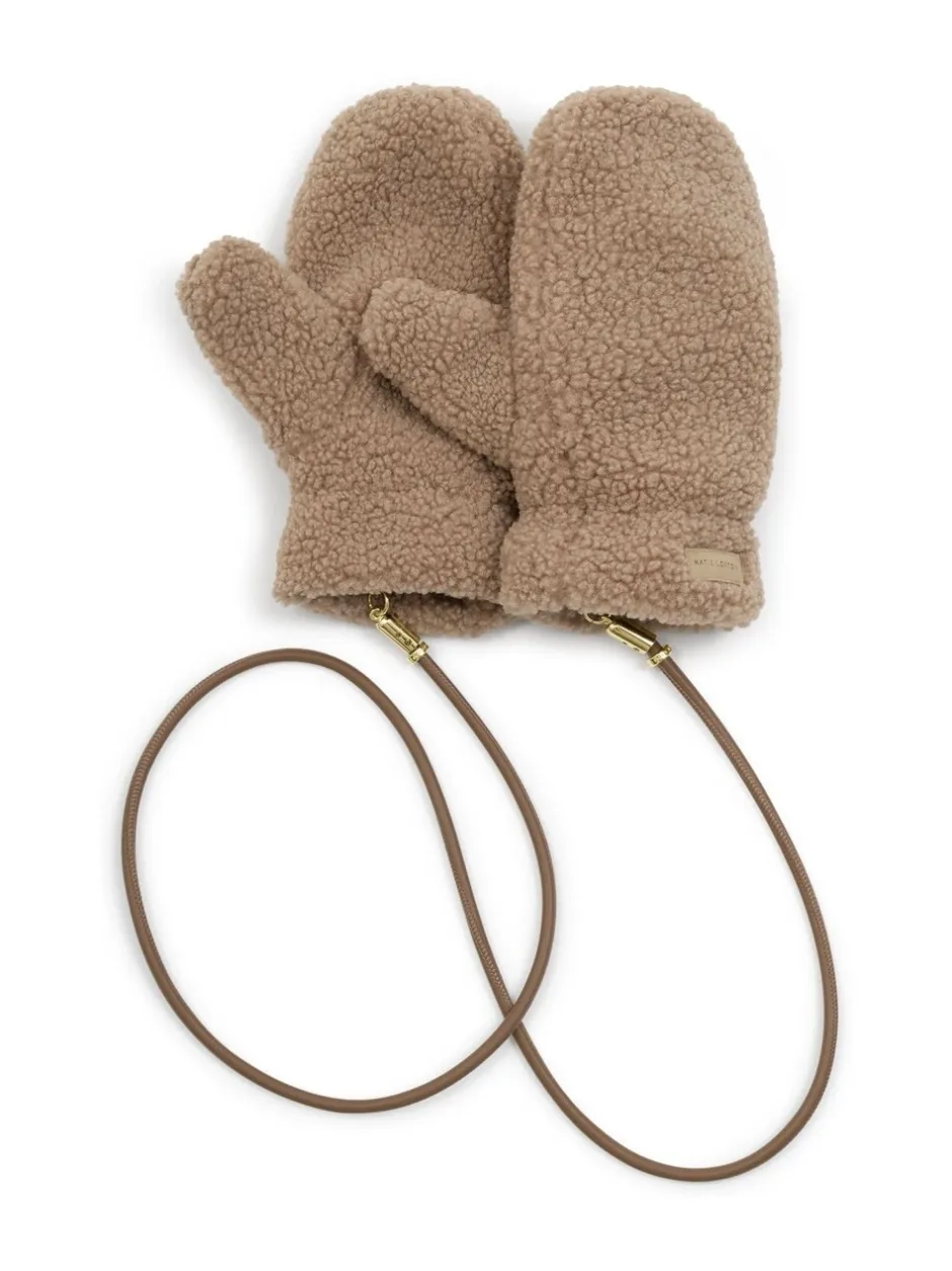 Mutsen, Handschoenen En Sjaals*Katie Loxton - Teddy Mittens With Cord Natuurlijk