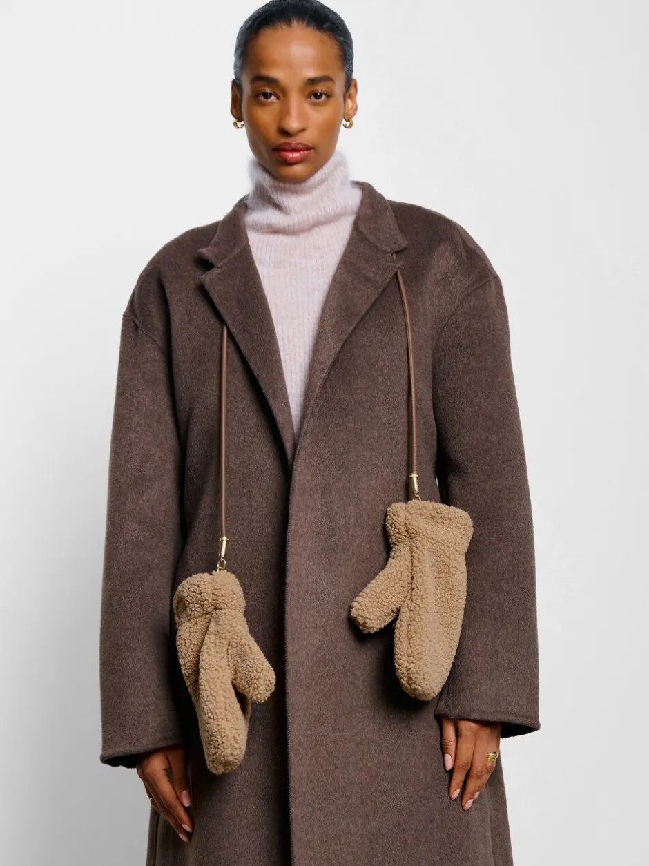 Mutsen, Handschoenen En Sjaals*Katie Loxton - Teddy Mittens With Cord Natuurlijk