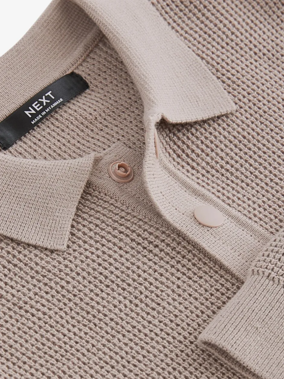 Truien En Breisels|Next Natuurlijk - Poloshirt met textuur en lange mouwen (3-16jr)