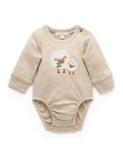 Rompertjes En Hemdjes|Rompertjes En Hemdjes*Purebaby - Appliqué Bodysuit Natuurlijk