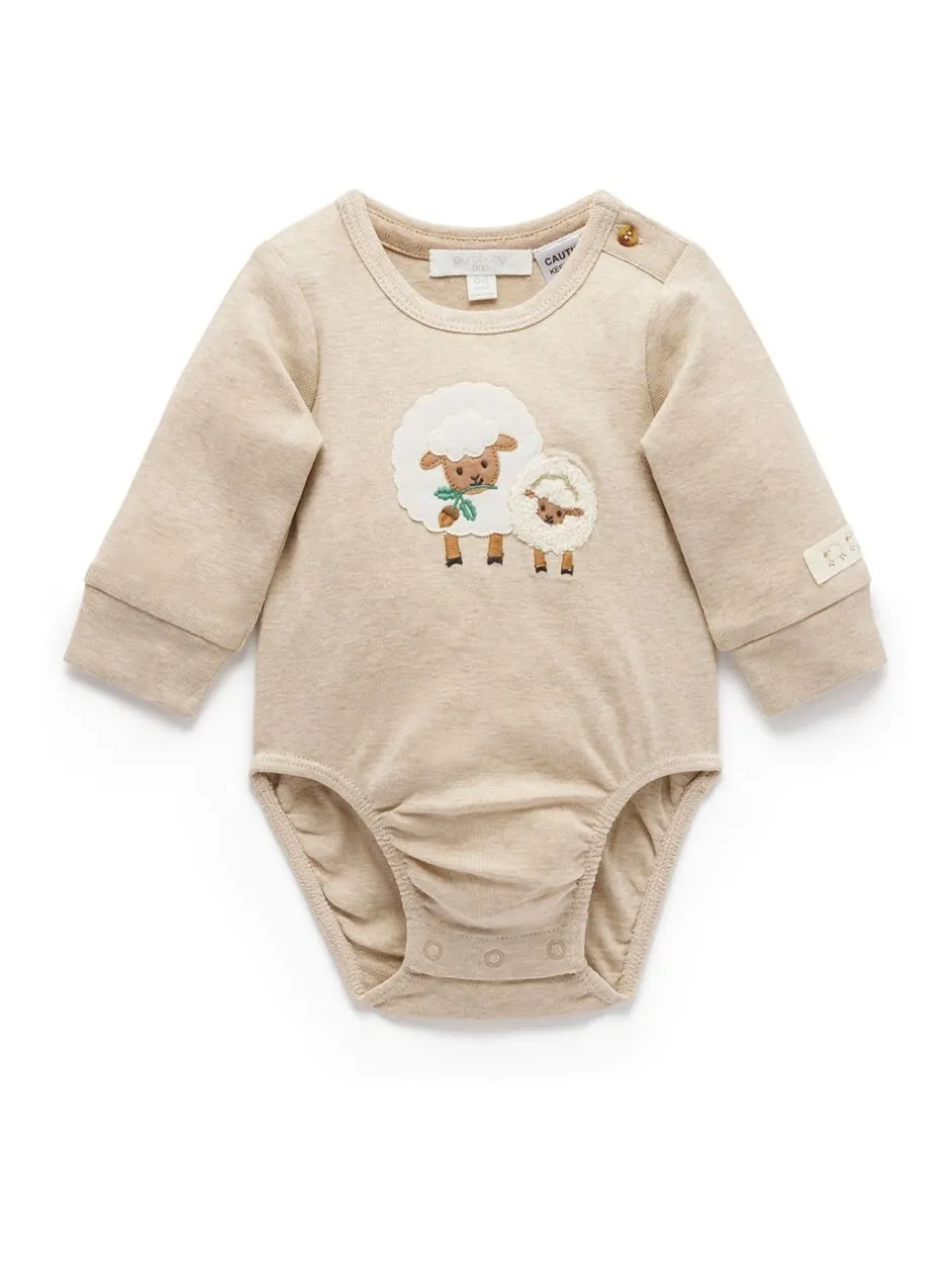 Rompertjes En Hemdjes|Rompertjes En Hemdjes*Purebaby - Appliqué Bodysuit Natuurlijk