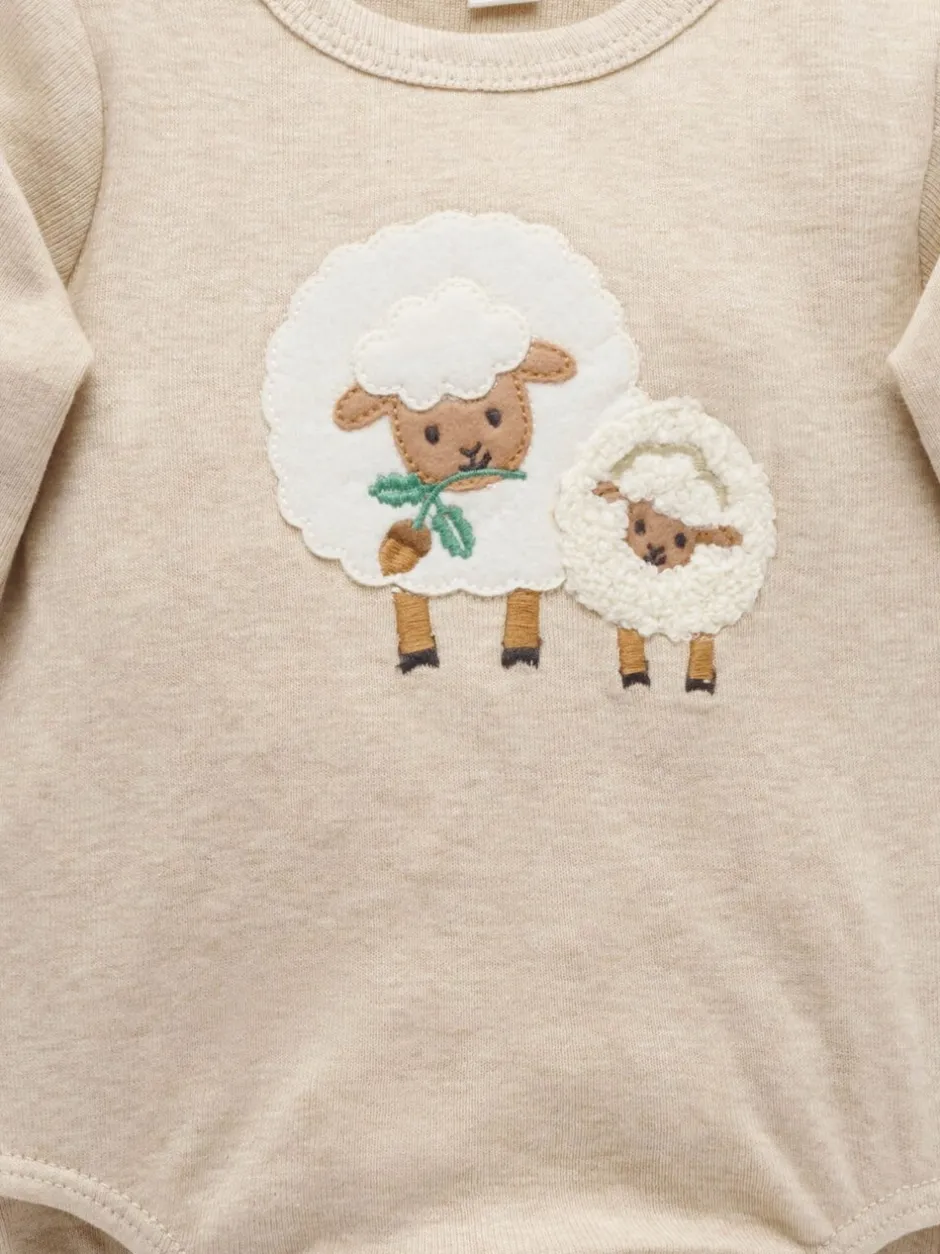 Rompertjes En Hemdjes|Rompertjes En Hemdjes*Purebaby - Appliqué Bodysuit Natuurlijk