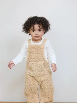 Rompertjes En Hemdjes|The Little Tailor - - Set van dikke tuinbroek van sherpafleece en body voor baby's Natuurlijk