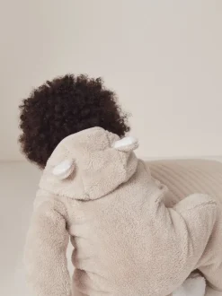Rompertjes En Tuinbroeken*The White Company - - Kiezelkleurig fleece romperpakje Natuurlijk