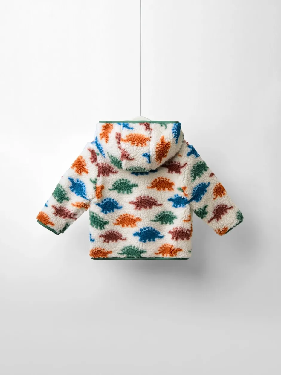Jassen, Jacks En Kinderwagenpakjes|Jassen En Jacks|Jojo Maman Bébé - Checkerboard Hooded Borg Jacket Natuurlijke Stegosaurus