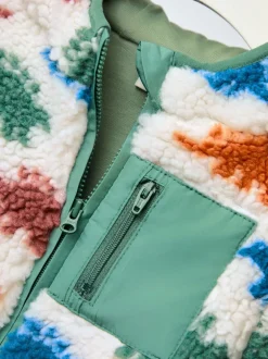 Jassen, Jacks En Kinderwagenpakjes|Jassen En Jacks|Jojo Maman Bébé - Checkerboard Hooded Borg Jacket Natuurlijke Stegosaurus