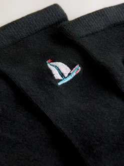 Sokken En Panty's*Next Nautische Vissersprint - Set van 4 paar enkelsokken met geborduurd motief