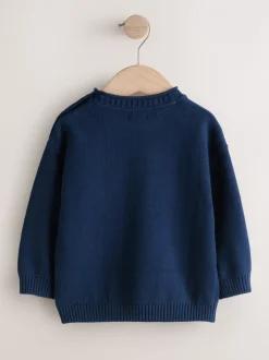 Truien En Breisels|Next Navy Blue Sealife - Character Knitted Crew Neck Jumper (3mths-7yrs)