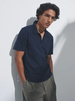 Poloshirts*The Set - 3 Pack Short Sleeve Cotton Jersey Polo Shirts Navy Blue/Brown/White