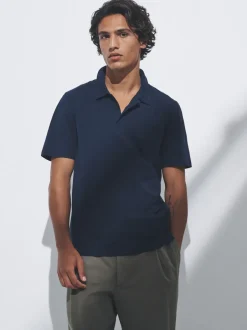 Poloshirts*The Set - 3 Pack Short Sleeve Cotton Jersey Polo Shirts Navy Blue/Brown/White