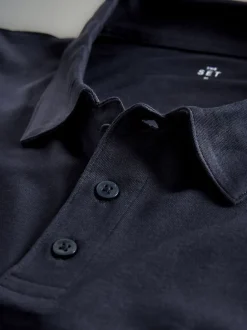 Poloshirts*The Set - 3 Pack Short Sleeve Cotton Jersey Polo Shirts Navy Blue/Brown/White