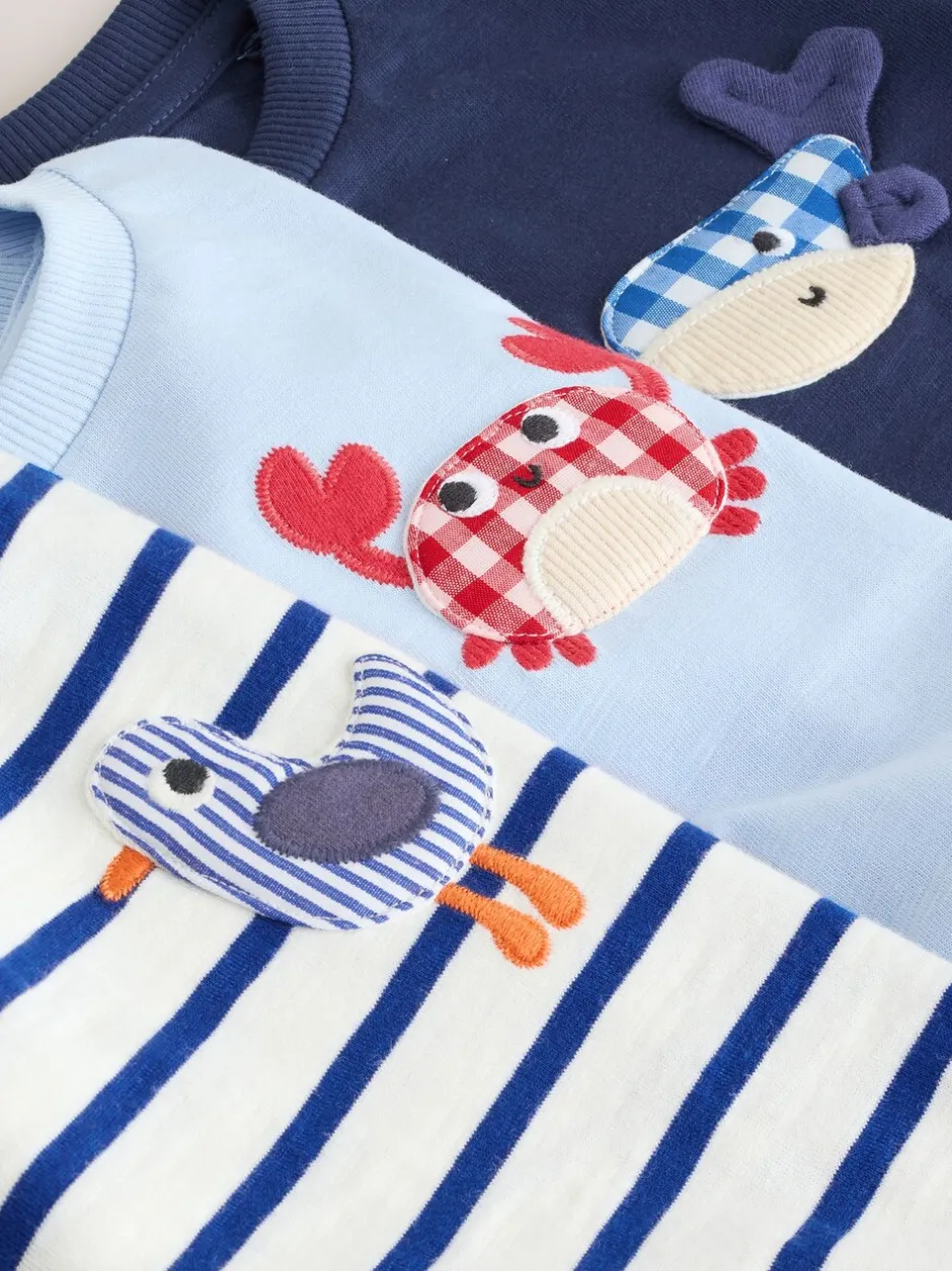 T-Shirts|Tops*Next - Verpakking van 3 T-shirts met korte mouwen en applicatie (3mnd-7jaar) Navy Sea Animal