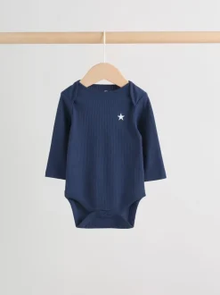 Rompertjes En Hemdjes|Rompertjes En Hemdjes*Next Navy Star - Set van 5 rompertjes met lange mouwen