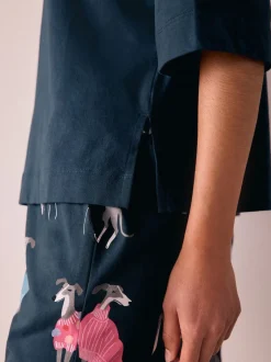 Pyjama's|Loungewear*Next Navy Whippet - Tricot pyjama met korte mouwen