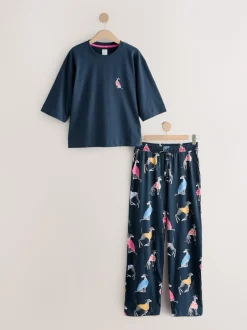Pyjama's|Loungewear*Next Navy Whippet - Tricot pyjama met korte mouwen