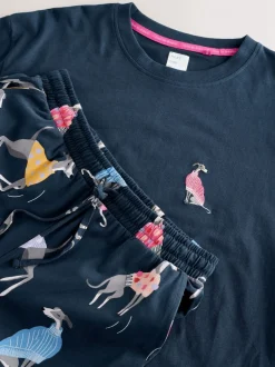 Pyjama's|Loungewear*Next Navy Whippet - Tricot pyjama met korte mouwen