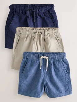 Shorts|Shorts*Next Navy/Stone/Chambray Blue - Verpakking van 3 pull-on broekjes (3mnd -7jr)