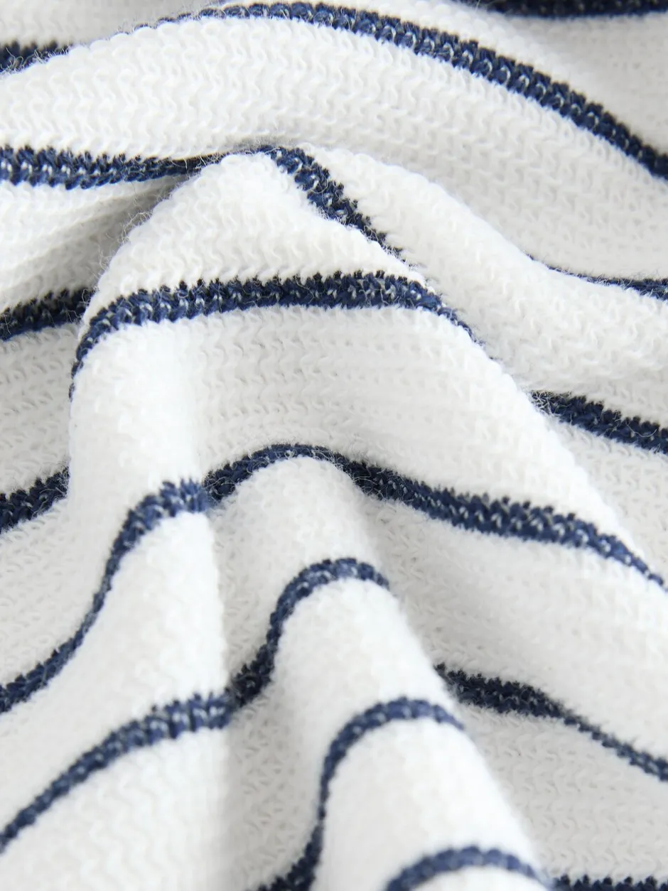 Shorts*Next Navy/White Stripe Zip Neck - Set van poloshirt met korte mouwen en short (3mnd-7jr)