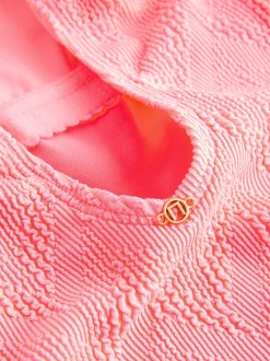 Badkleding*Next Neon koraalroze met textuur - Buikbedekkend badpak met ruime ronde hals