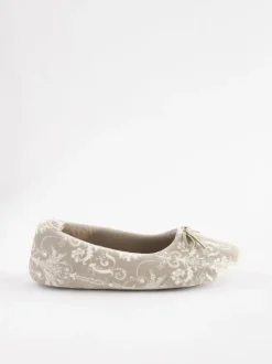 Pantoffels|Laura Ashley - ballerina pantoffels Nertsgrijs/bruin