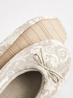 Pantoffels|Laura Ashley - ballerina pantoffels Nertsgrijs/bruin