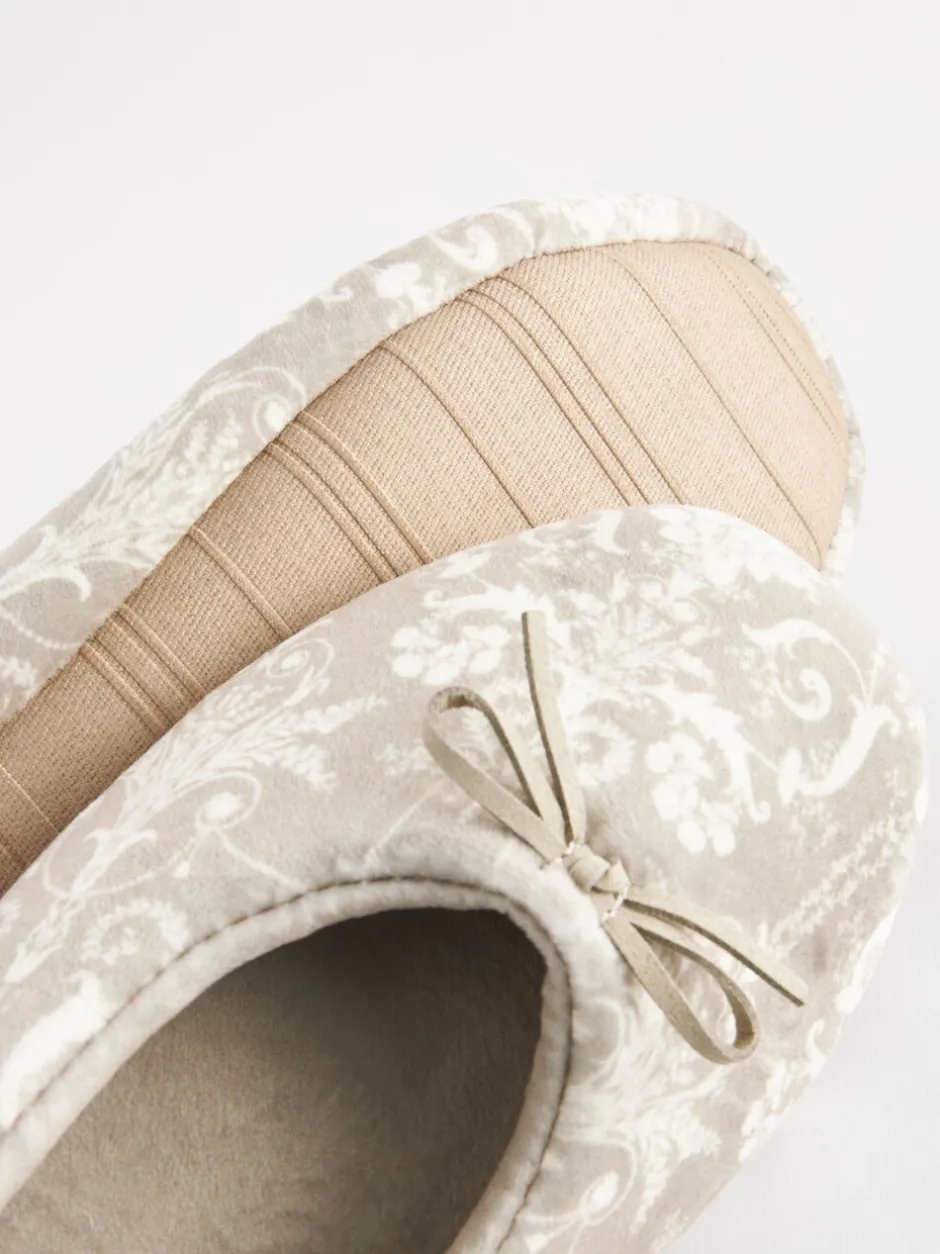 Pantoffels|Laura Ashley - ballerina pantoffels Nertsgrijs/bruin