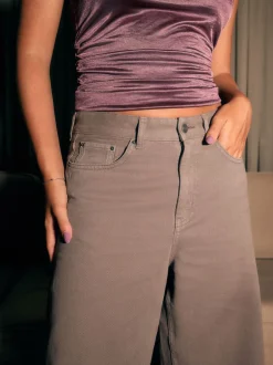 Jeans|Next - Palazzo-jeans met hoge taille en wijde pijpen Nertsgrijs/bruin