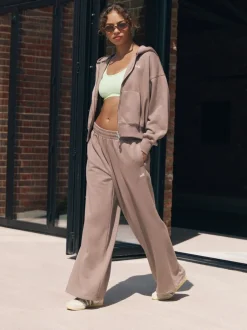 Leggings En Joggingbroeken*self. Nertsgrijs/bruin - joggingbroek met wijde pijpen