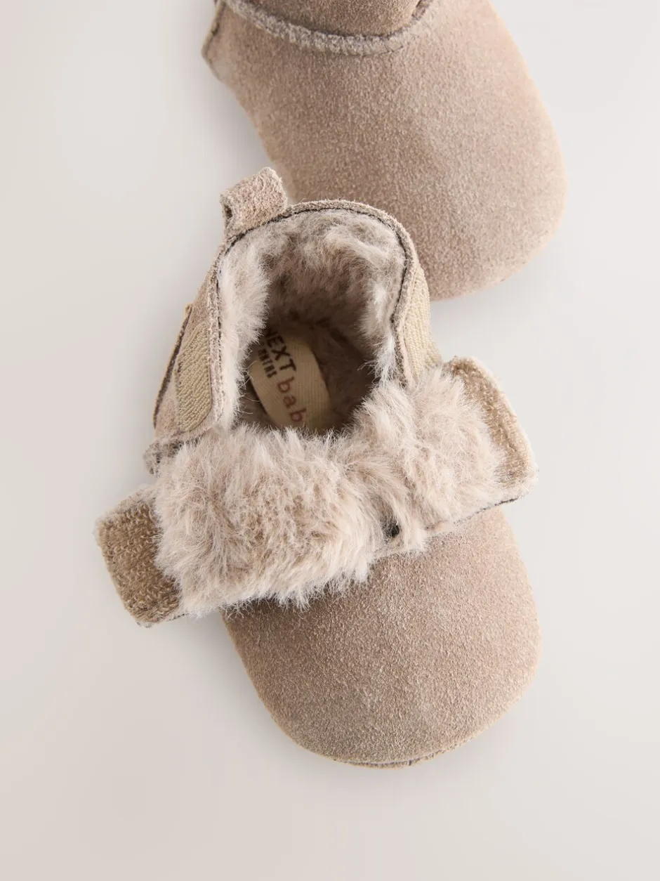 Boots|Next - Suède baby-instaplaarsjes (0-24mnd) Nertsgrijs/bruin