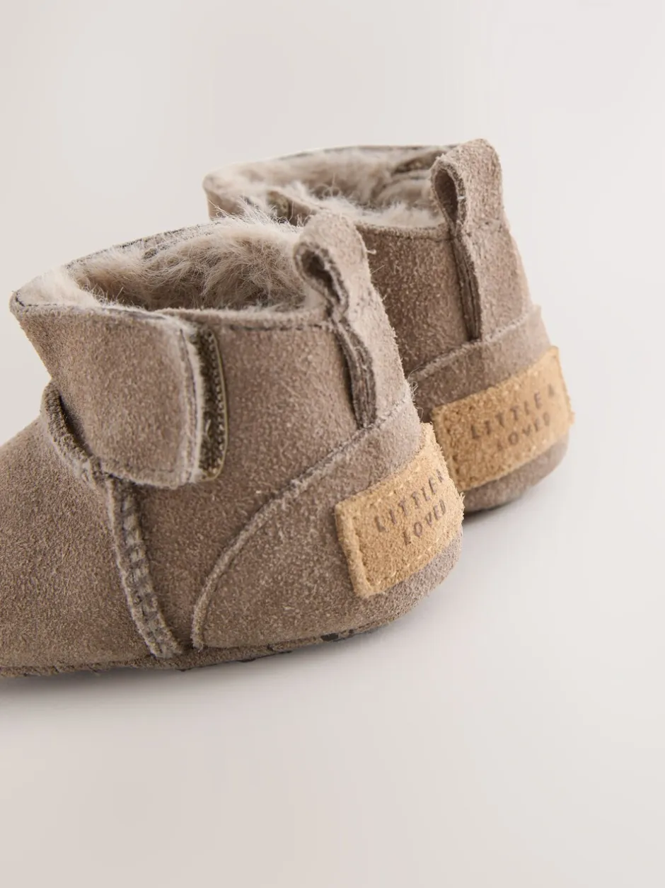 Boots|Next - Suède baby-instaplaarsjes (0-24mnd) Nertsgrijs/bruin