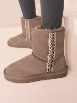 Boots|Next - Waterafstotende suède instaplaarzen Nertsgrijs/bruin