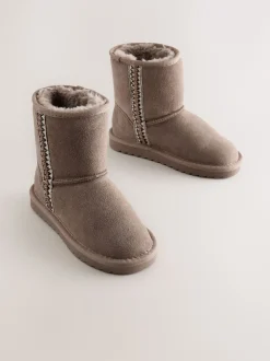 Boots|Next - Waterafstotende suède instaplaarzen Nertsgrijs/bruin
