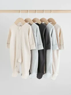 Multipacks|Babypakjes En Babypyjama's*Next Neutraal - 5 Verpakking van babypyjama's met tweewegrits en voetjes (0-2jr)