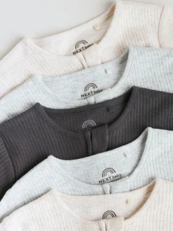 Multipacks|Babypakjes En Babypyjama's*Next Neutraal - 5 Verpakking van babypyjama's met tweewegrits en voetjes (0-2jr)