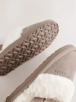 Pantoffels|Baker by Ted Baker - Meisjes suède Pantoffelmuiltjes van imitatiebont met Strik Neutraal