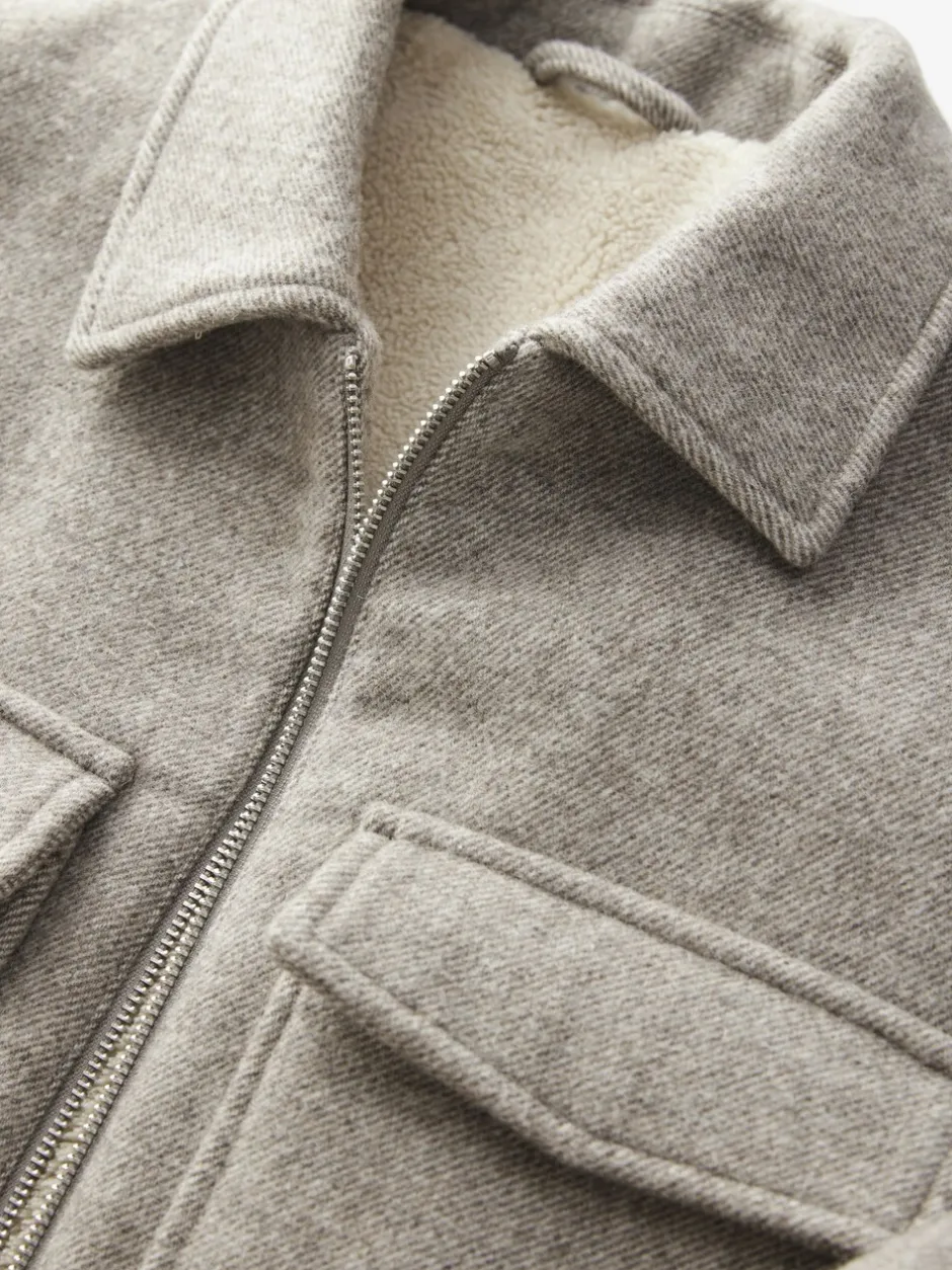 Blazers En Business-Jasjes|Jassen En Jacks|Next Neutraal - Borg gevoerde shacket met hoog wolgehalte