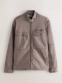 Jassen En Jacks*Next - Borg Lined Zip Through Funnel Jacket Neutraal