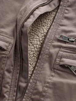 Jassen En Jacks*Next - Borg Lined Zip Through Funnel Jacket Neutraal