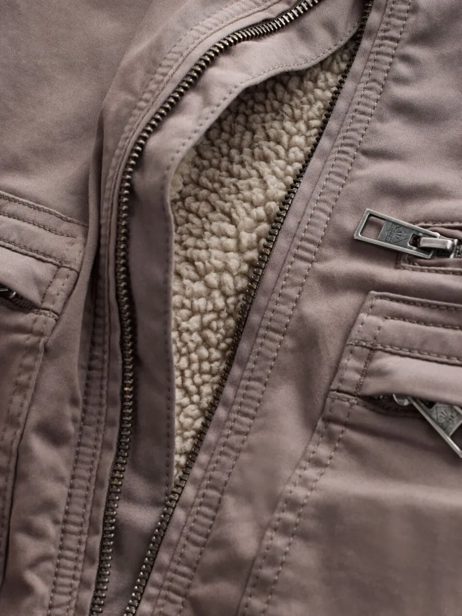Jassen En Jacks*Next - Borg Lined Zip Through Funnel Jacket Neutraal