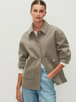 Jassen En Jacks*Next - Brushed Collared Jacket Neutraal