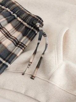 Pyjama's|Loungewear*Next - Check Bottoms Long Sleeve Hoodie Set Neutraal
