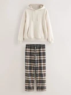 Pyjama's|Loungewear*Next - Check Bottoms Long Sleeve Hoodie Set Neutraal