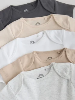Rompertjes En Hemdjes|Rompertjes En Hemdjes|Next Neutraal - Essential set van 5 babyrompertjes met korte mouwen