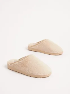 Pantoffels*Friends Like These - Supersoft Geborduurde Tape Imitatiebont Nachtkleding Muiltje Pantoffel Neutraal