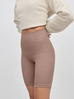 Shorts|Next Neutraal - Geribbelde fietsshort met hoge taille