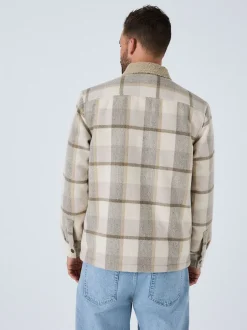 Jassen En Jacks|Next Neutraal - Geruit shacket gevoerd met borg