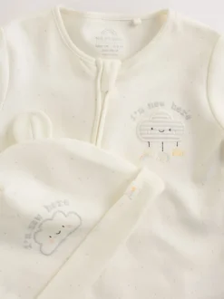 Babypakjes En Babypyjama's*Next Neutraal - Im New Here Sleepsuit And Hat Set (0-9mths)