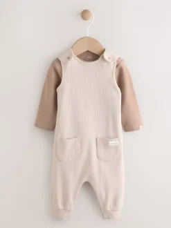 Rompertjes En Tuinbroeken|Tuinbroeken|Next Neutraal - Jersey tuinbroek en rompertje babyset (0mnd-2jr)