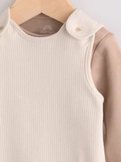 Rompertjes En Tuinbroeken|Tuinbroeken|Next Neutraal - Jersey tuinbroek en rompertje babyset (0mnd-2jr)